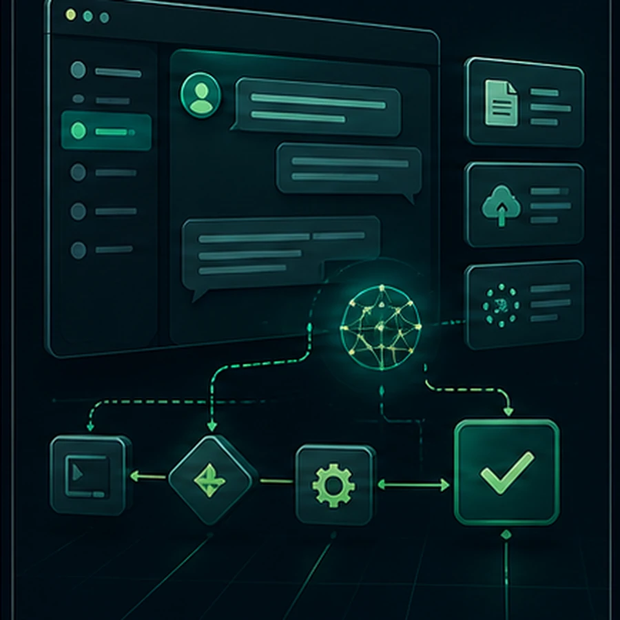 AI assistant and workflow automation illustration